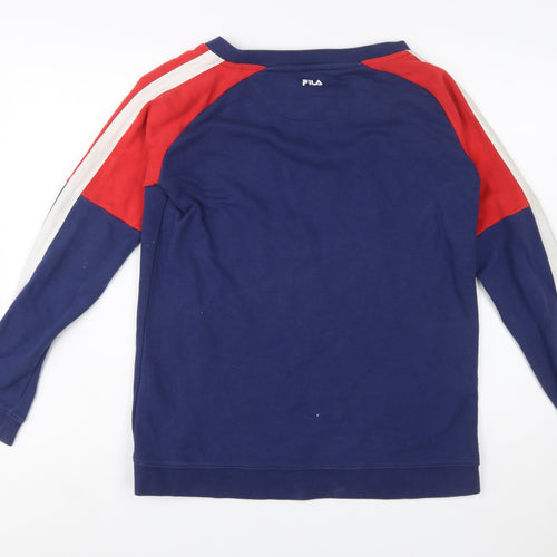 Fila Womens Navy & Red Raglan Sweatshirt Size L Cotton Blend