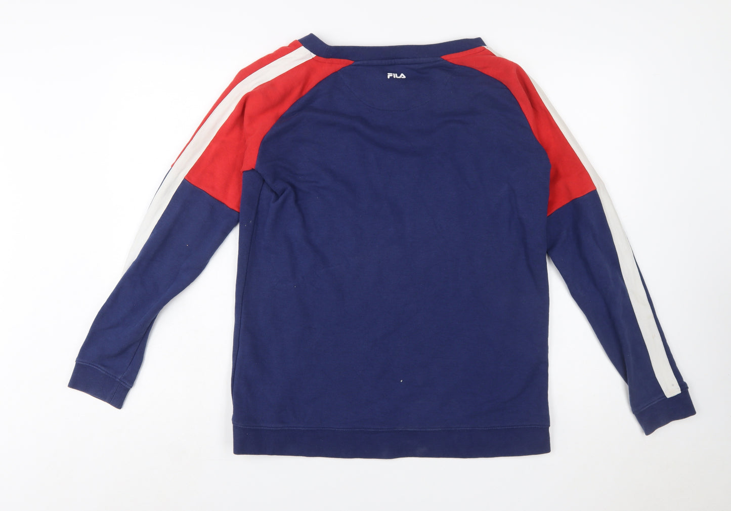 Fila Womens Navy & Red Raglan Sweatshirt Size L Cotton Blend