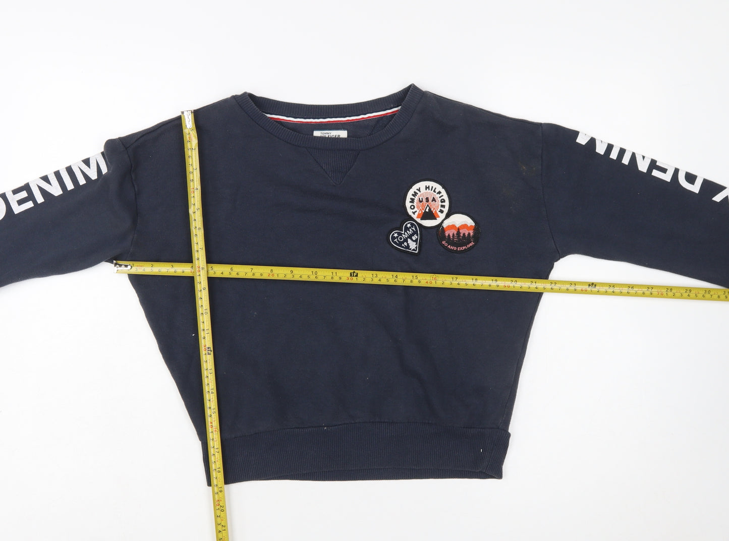 Tommy Hilfiger Denim Womens Navy Sweatshirt XS Crew Neck Cotton Logo