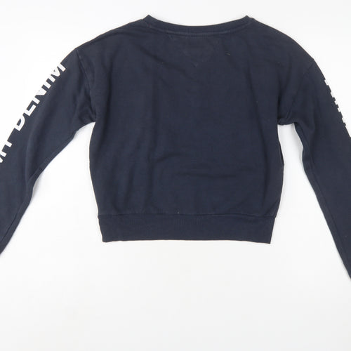 Tommy Hilfiger Denim Womens Navy Sweatshirt XS Crew Neck Cotton Logo
