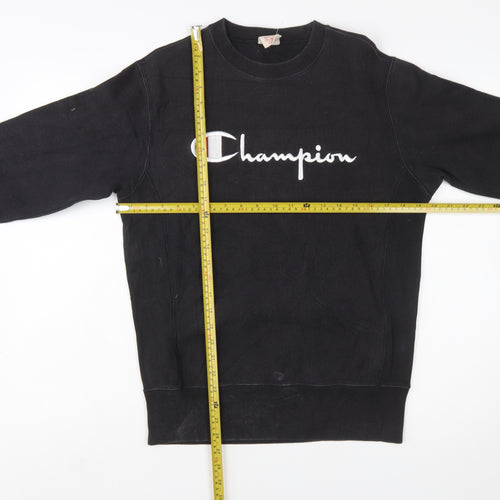 Champion Men's Black Reverse Weave Sweatshirt Medium Pullover Logo