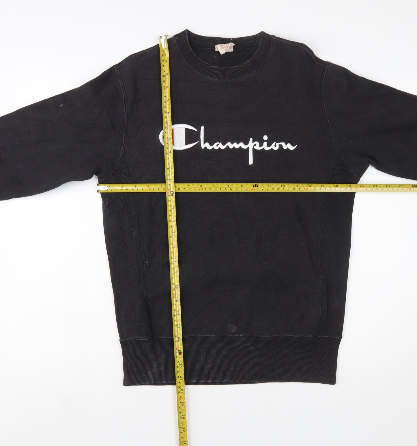 Champion Men's Black Reverse Weave Sweatshirt Medium Pullover Logo