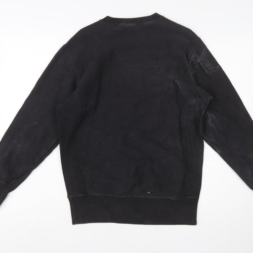Champion Men's Black Reverse Weave Sweatshirt Medium Pullover Logo