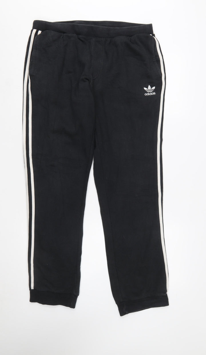 Adidas Men's Black Jogger Trousers M Retro Stripe Casual