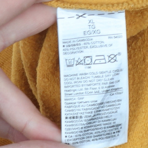 GAP Womens Mustard Yellow XL Pullover Hoodie Cotton Blend