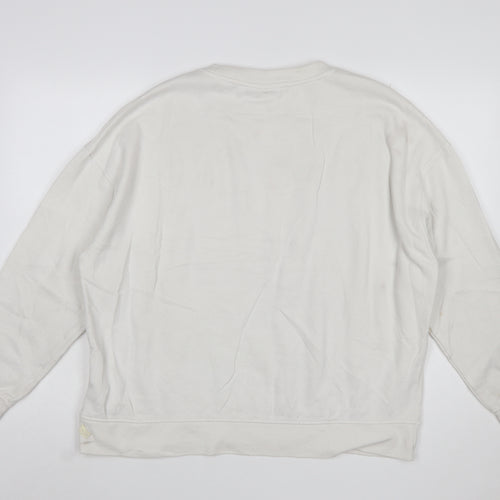Disney Women White Mickey Mouse Printed Pullover Sweatshirt L