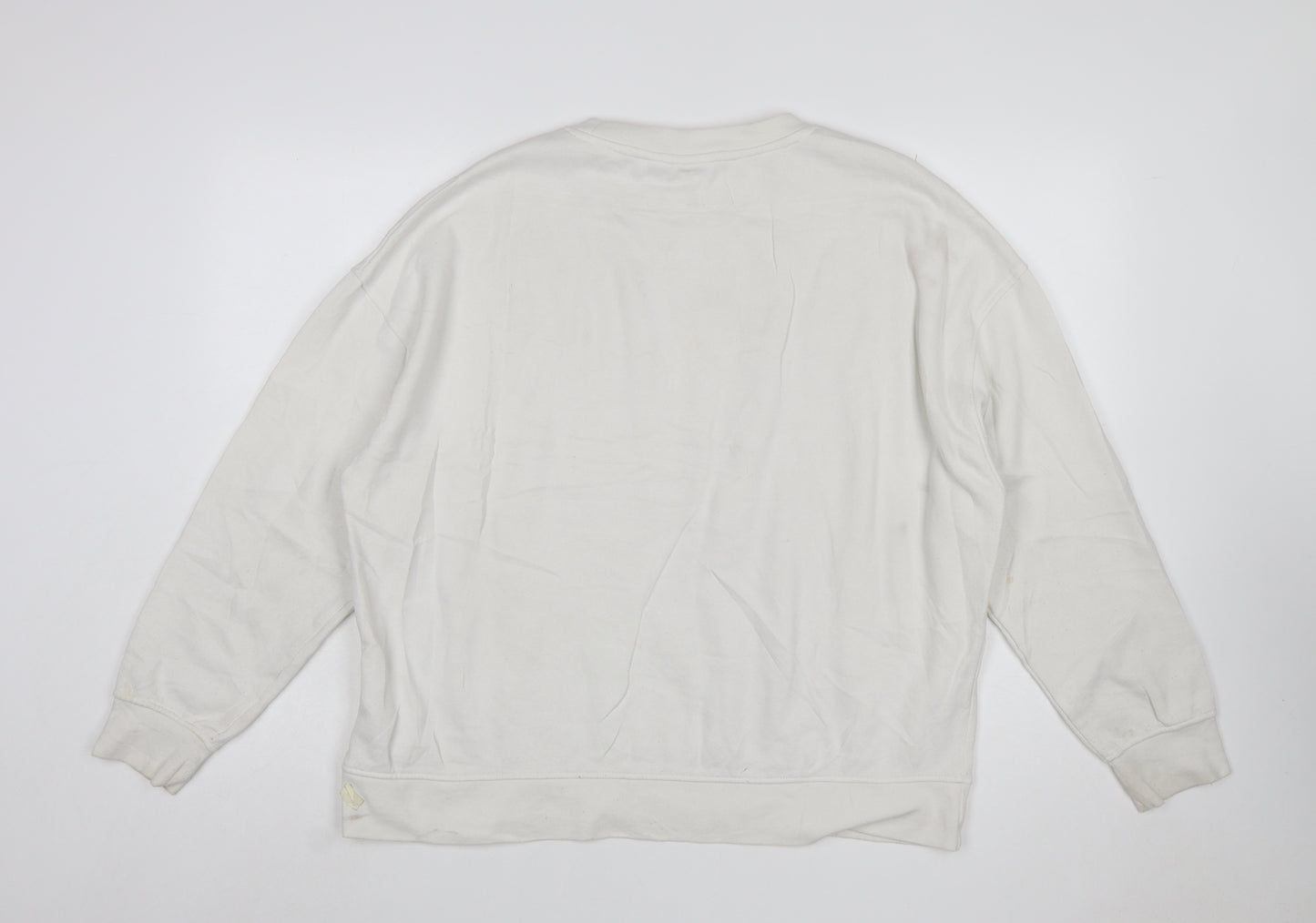 Disney Women White Mickey Mouse Printed Pullover Sweatshirt L