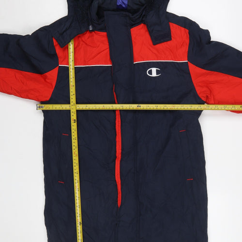 Champion Boys Blue Red Hooded Winter Parka Coat 11-12 Years