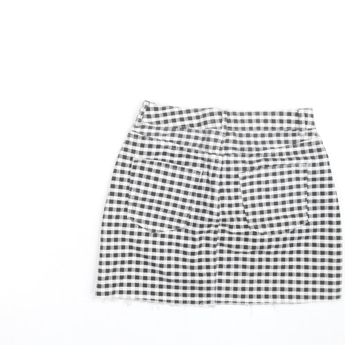 Topshop Women Black Check Denim Mini Skirt Size 10
