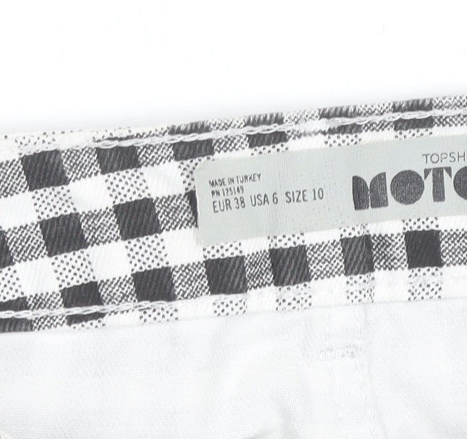 Topshop Women Black Check Denim Mini Skirt Size 10