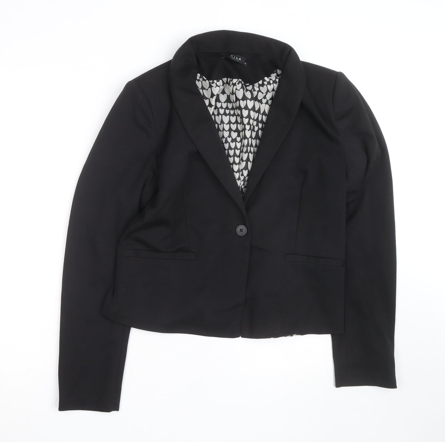 Vila Womens Black XL Short Blazer Jacket Lined Workwear