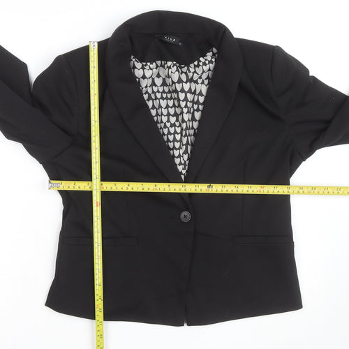 Vila Womens Black XL Short Blazer Jacket Lined Workwear