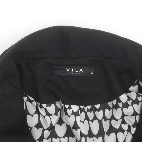 Vila Womens Black XL Short Blazer Jacket Lined Workwear