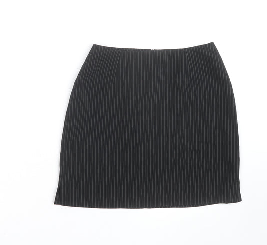 Warehouse Women’s Black Pinstripe Pencil Skirt Size 10 Lined Workwear