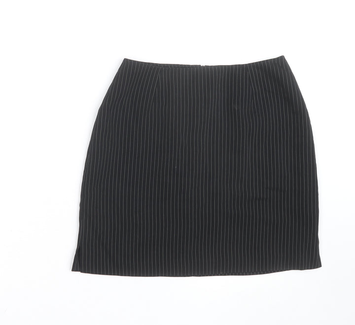 Warehouse Women’s Black Pinstripe Pencil Skirt Size 10 Lined Workwear