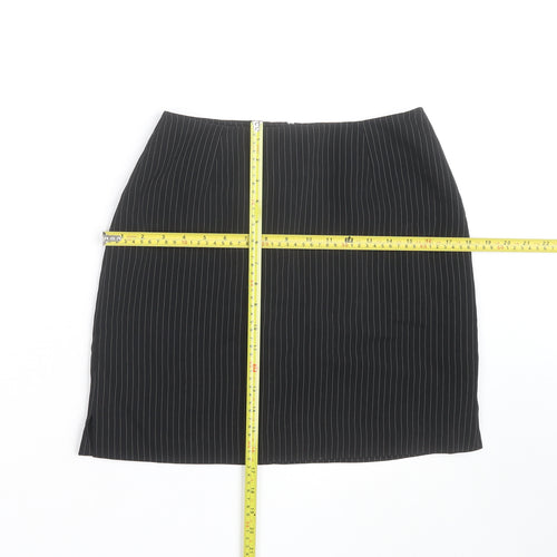 Warehouse Women’s Black Pinstripe Pencil Skirt Size 10 Lined Workwear