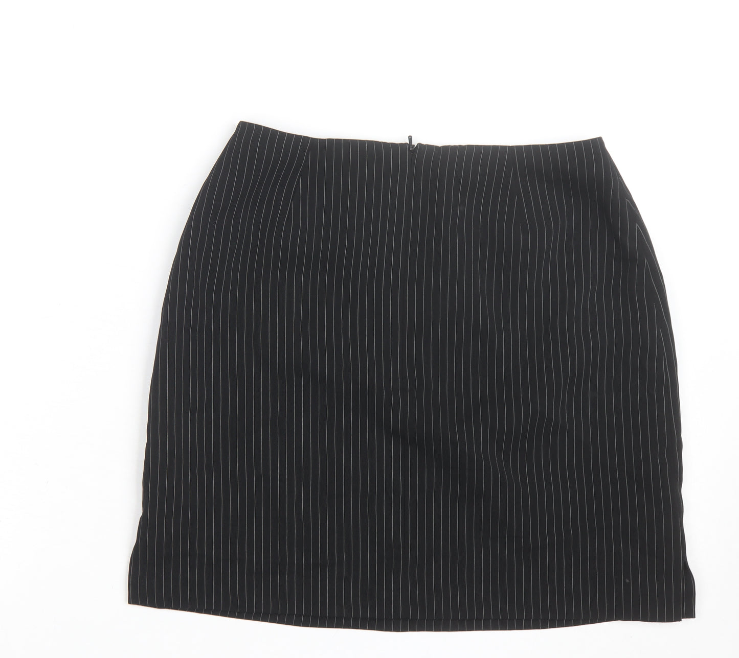 Warehouse Women’s Black Pinstripe Pencil Skirt Size 10 Lined Workwear