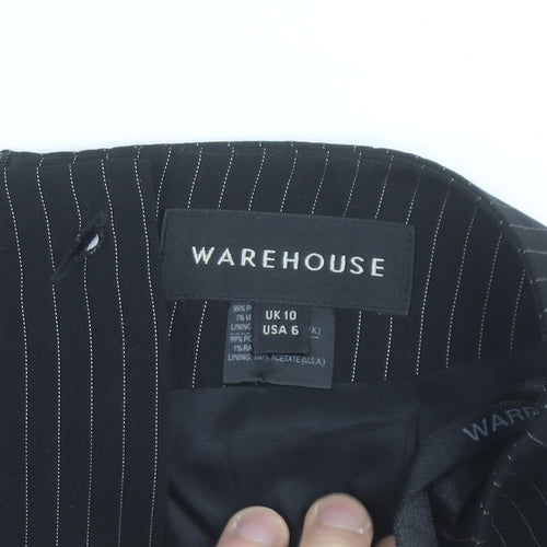 Warehouse Women’s Black Pinstripe Pencil Skirt Size 10 Lined Workwear