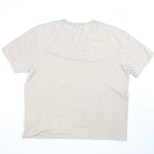 Topman Men's Beige Crew Neck Cotton Regular Fit T-Shirt L