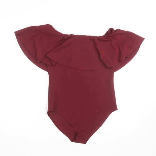 Quiz Women’s Red Off Shoulder Ruffle Bodysuit Size 14