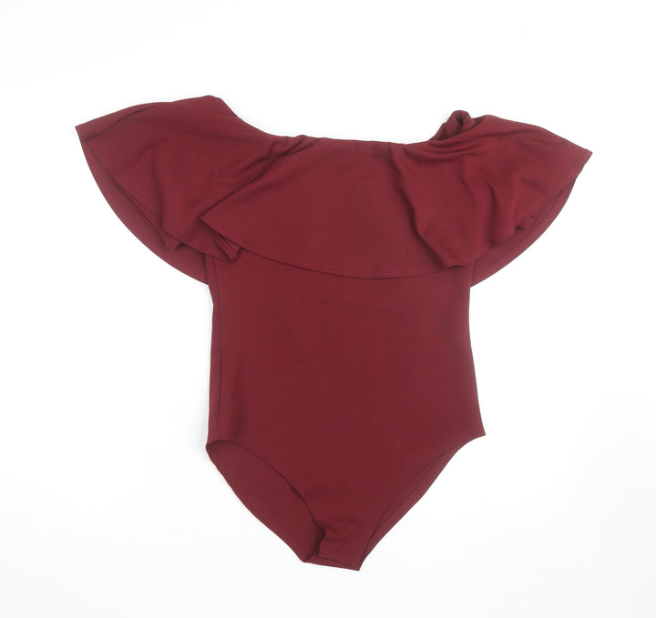 Quiz Women’s Red Off Shoulder Ruffle Bodysuit Size 14