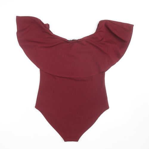 Quiz Women’s Red Off Shoulder Ruffle Bodysuit Size 14
