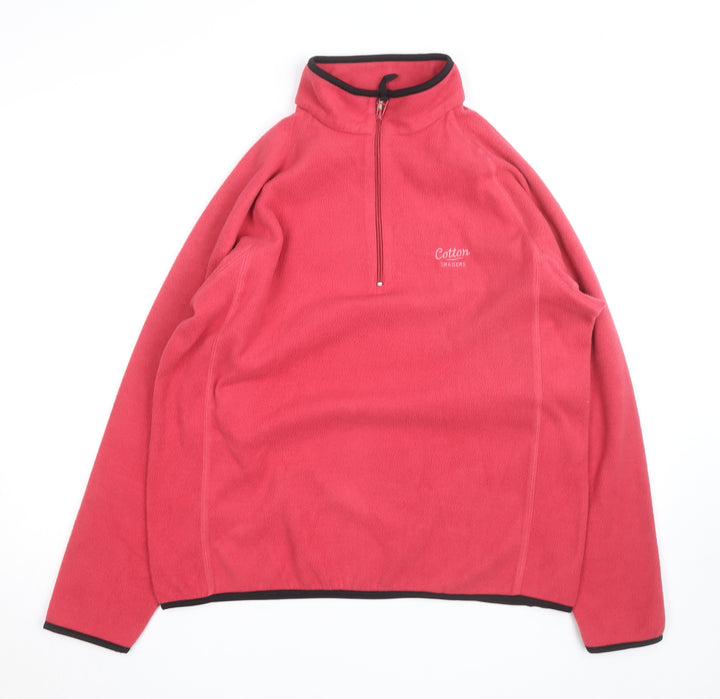 Cotton Traders Women's Pink Fleece 1/4 Zip Pullover Jacket L