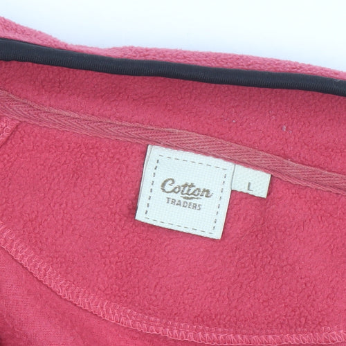 Cotton Traders Women's Pink Fleece 1/4 Zip Pullover Jacket L