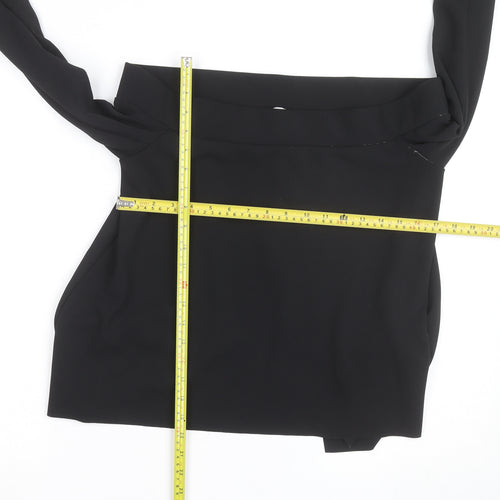 Zara Womens Black Off Shoulder Long Sleeve Basic Blouse Size 12