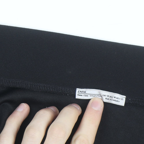 Zara Womens Black Off Shoulder Long Sleeve Basic Blouse Size 12