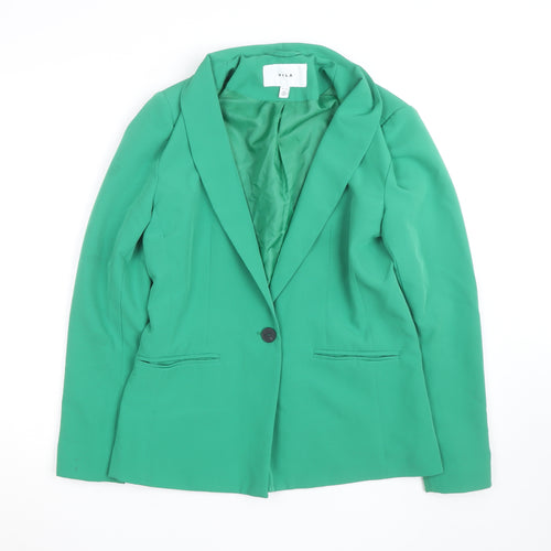Vila Womens Green Blazer Jacket Size 8 Single Breasted Lined