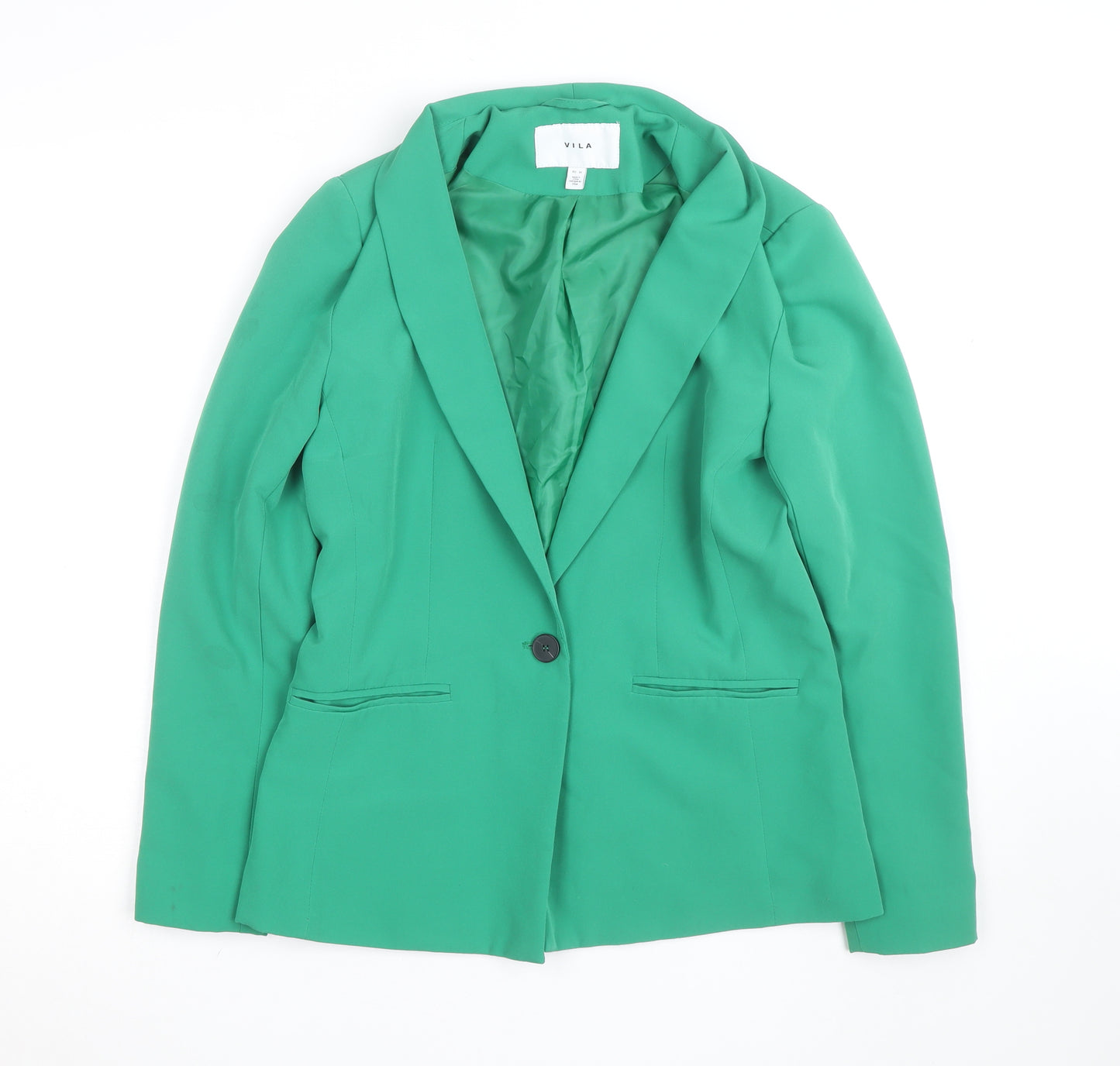 Vila Womens Green Blazer Jacket Size 8 Single Breasted Lined