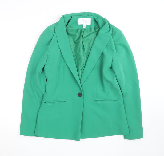 Vila Womens Green Blazer Jacket Size 8 Single Breasted Lined