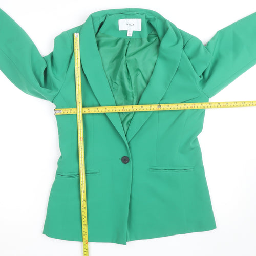 Vila Womens Green Blazer Jacket Size 8 Single Breasted Lined