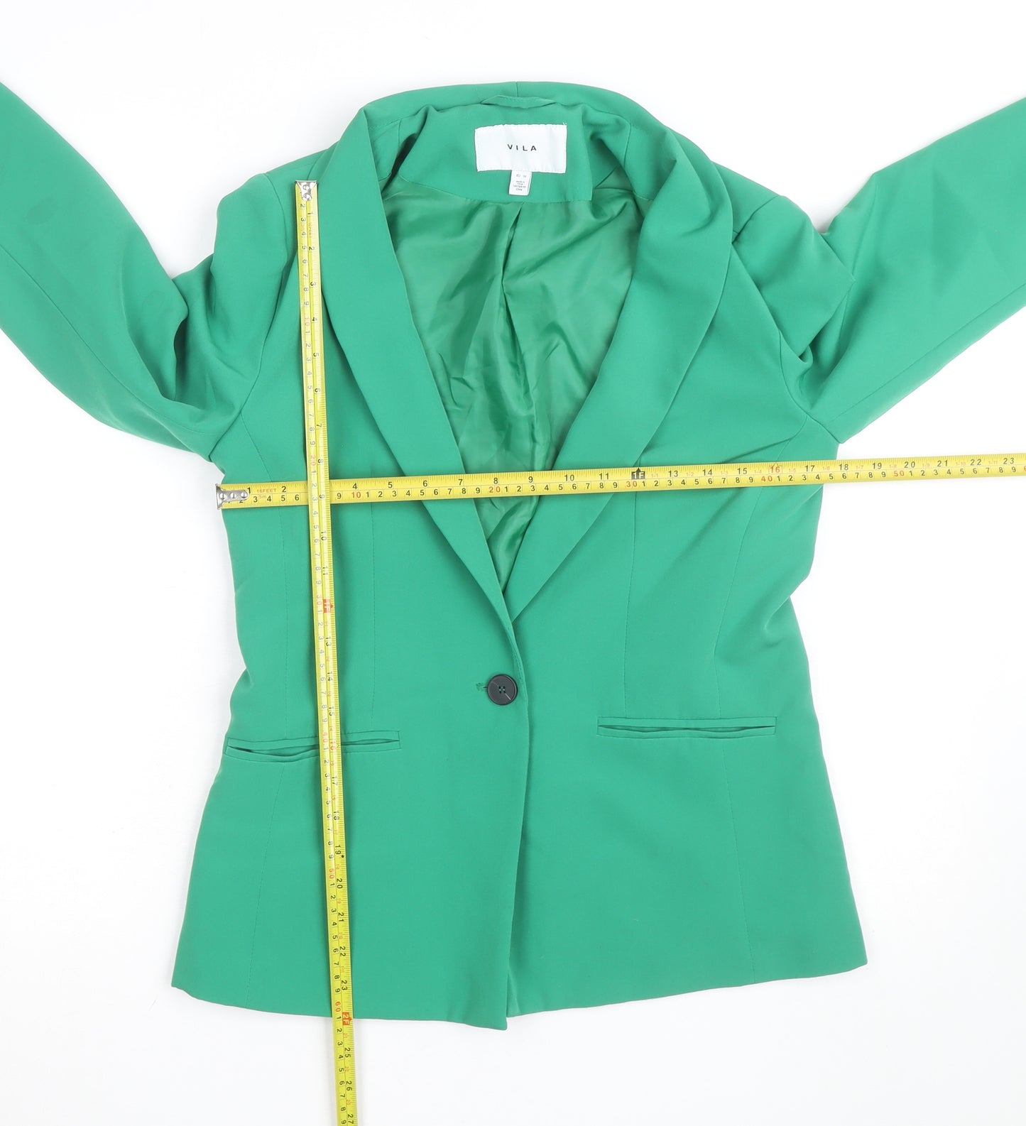 Vila Womens Green Blazer Jacket Size 8 Single Breasted Lined