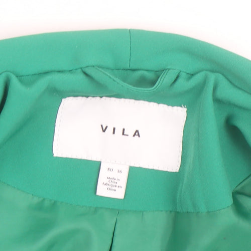 Vila Womens Green Blazer Jacket Size 8 Single Breasted Lined