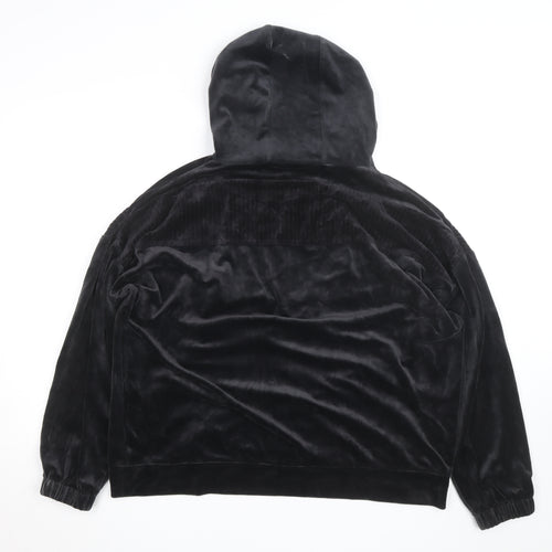 Dunnes Stores Women’s Black Velour Hooded 1/4 Zip Pullover Jumper Size 16