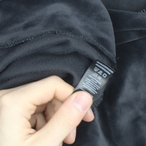Dunnes Stores Women’s Black Velour Hooded 1/4 Zip Pullover Jumper Size 16