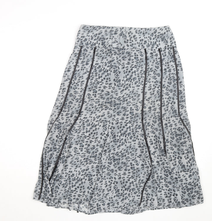 Dunnes Stores Womens Grey Animal Print Midi A-Line Skirt Size 8