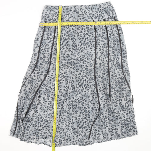 Dunnes Stores Womens Grey Animal Print Midi A-Line Skirt Size 8