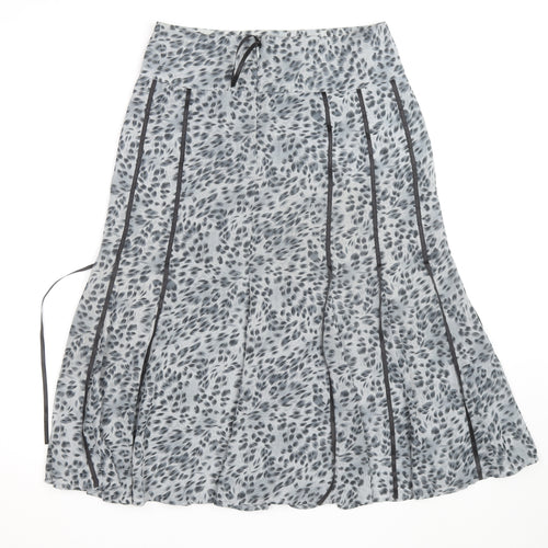 Dunnes Stores Womens Grey Animal Print Midi A-Line Skirt Size 8