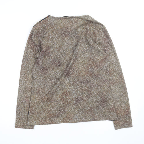 Kalisson Women's Brown Art Print Long Sleeve Pullover Jumper Size M