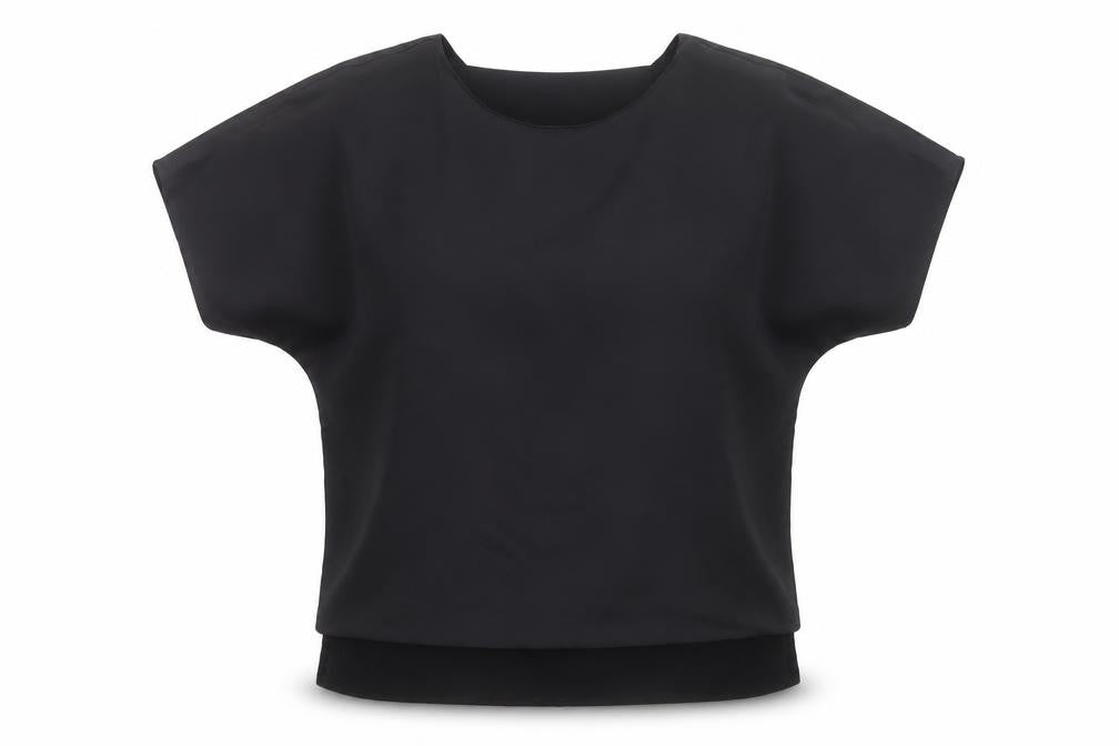 Front view of River Island Women’s Black V-Neck Chiffon Blouse, size M