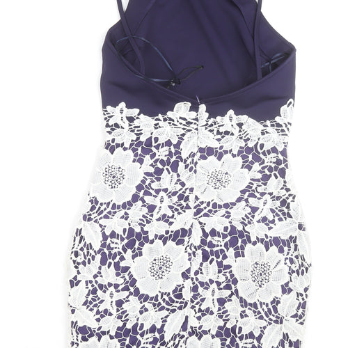 Boohoo Women’s Blue Lace Bodycon Halter Dress Size 10