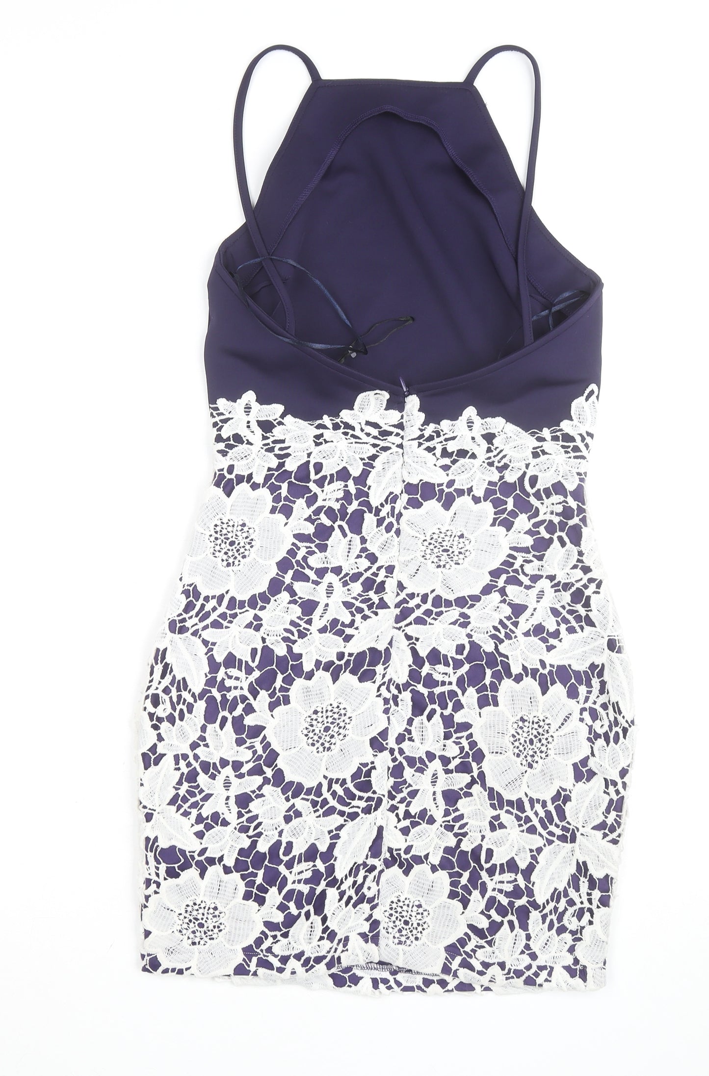 Boohoo Women’s Blue Lace Bodycon Halter Dress Size 10