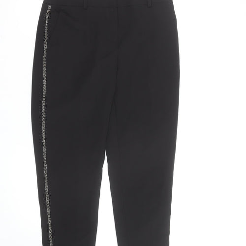 Dorothy Perkins Women’s Black Beaded Trim Ankle Trousers Size 8 Slim Fit