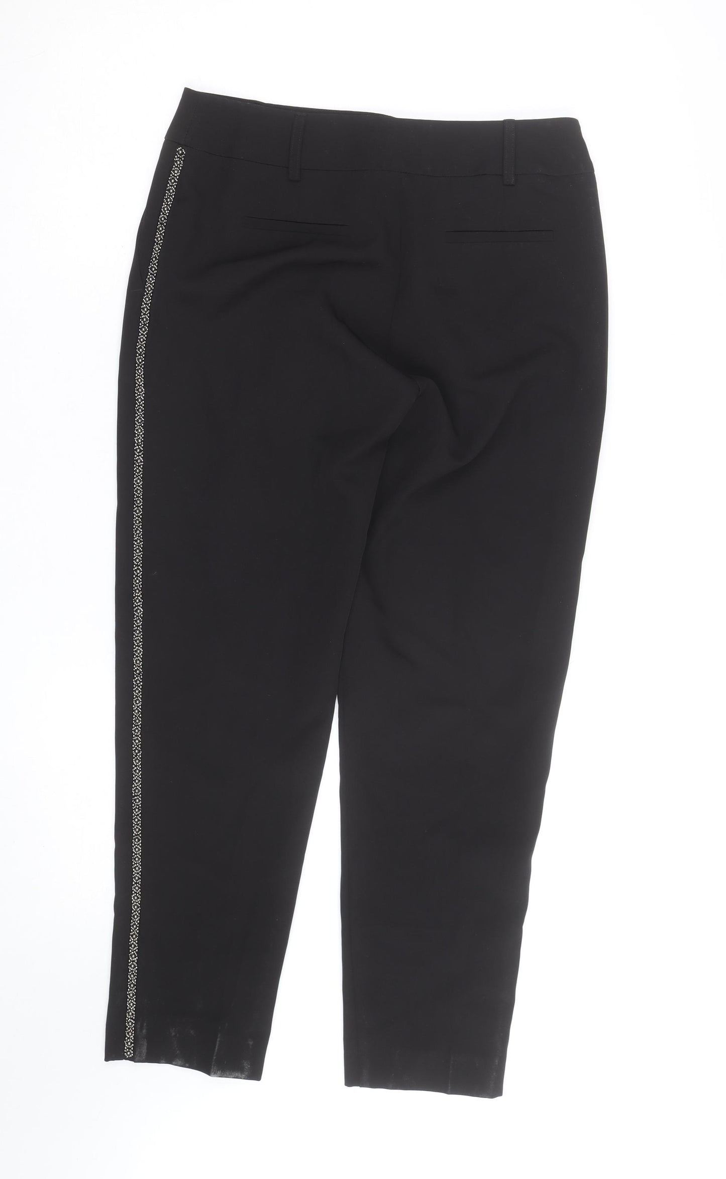 Dorothy Perkins Women’s Black Beaded Trim Ankle Trousers Size 8 Slim Fit