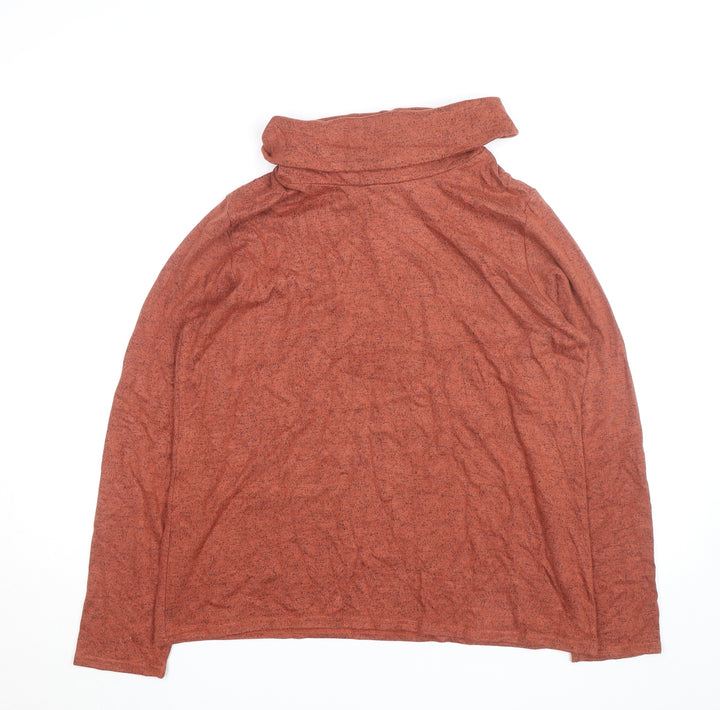 Isle Essentials Women's Brown Roll Neck Long Sleeve Pullover Jumper M 14-16