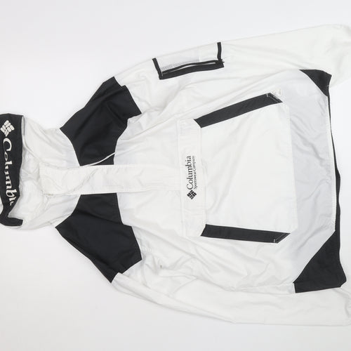 Columbia Men’s White Black Windbreaker Hooded Jacket L Outdoor Sports