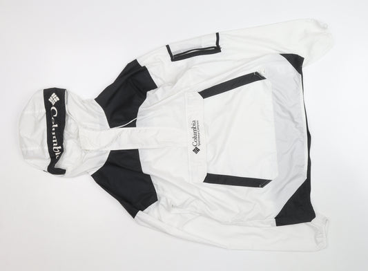 Columbia Men’s White Black Windbreaker Hooded Jacket L Outdoor Sports